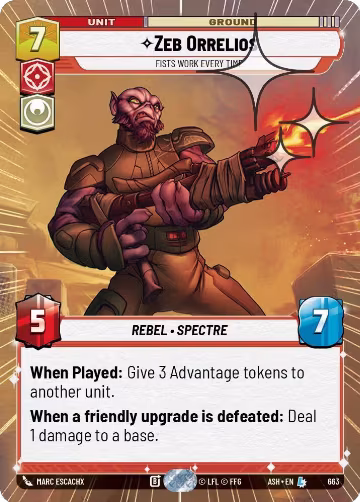 Zeb Orrelios - Fists Work Every Time (Hyperspace Foil) (663), Ashes of the Empire — Star Wars card price