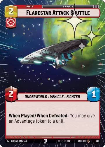 Flarestar Attack Shuttle (Hyperspace Foil) (669), Ashes of the Empire — Star Wars card price