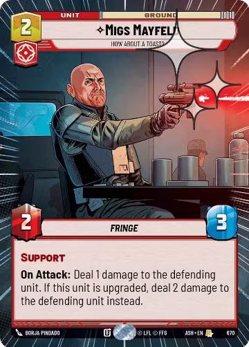 Migs Mayfeld - How About a Toast? (Hyperspace Foil) (670), Ashes of the Empire — Star Wars card price