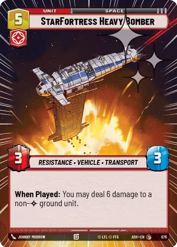 StarFortress Heavy Bomber (Hyperspace Foil) (676), Ashes of the Empire — Star Wars card price