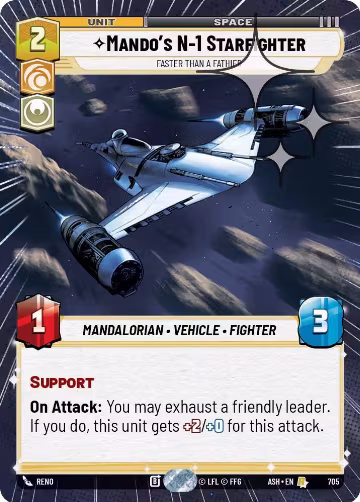 Mando's N-1 Starfighter - Faster than a Fathier (Hyperspace Foil) (705), Ashes of the Empire — Star Wars card price