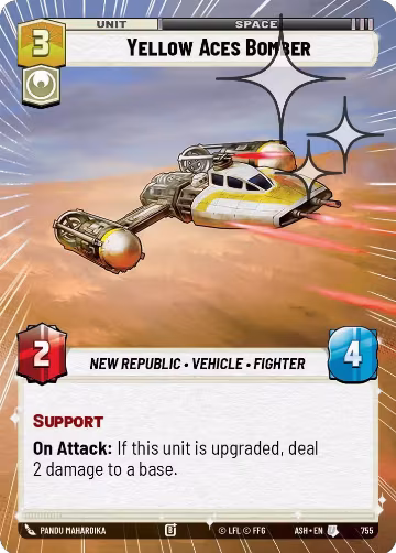Yellow Aces Bomber (Hyperspace Foil) (755), Ashes of the Empire — Star Wars card price
