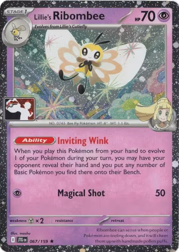 Lillie's Ribombee - 067/159 (Cosmos Holo) (067/159), Prize Pack Series Cards — Pokémon card price