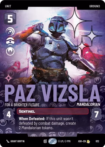 Paz Vizsla - For a Brighter Future (Prestige Foil) (832), Ashes of the Empire — Star Wars card price