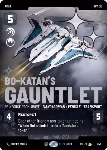 Bo-Katan's Gauntlet - Reinforce from Above (Prestige Foil) (843), Ashes of the Empire — Star Wars card price