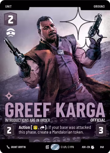 Greef Karga - Introductions are in Order (Prestige Foil) (849), Ashes of the Empire — Star Wars card price