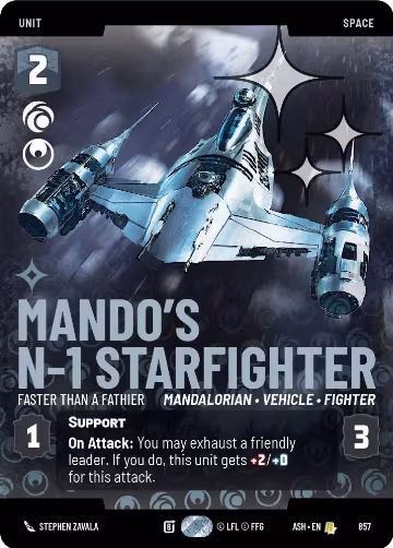 Mando's N-1 Starfighter - Faster than a Fathier (Prestige Foil) (857), Ashes of the Empire — Star Wars card price