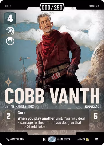 Cobb Vanth - Let Me Handle This (Serialized) (888), Ashes of the Empire — Star Wars card price