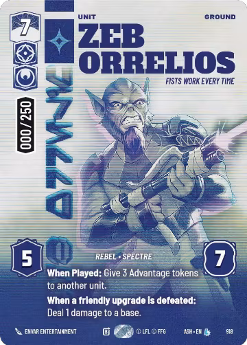 Zeb Orrelios - Fists Work Every Time (Serialized) (918), Ashes of the Empire — Star Wars card price