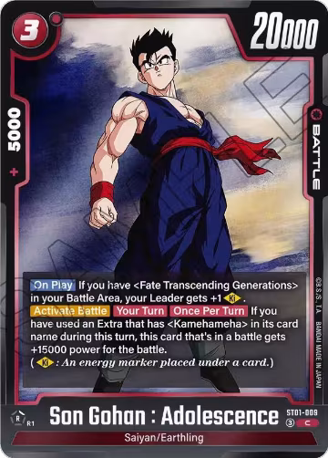 Son Gohan : Adolescence - ST01-009 (ST01-009), Story Booster 01 — DB Fusion card price