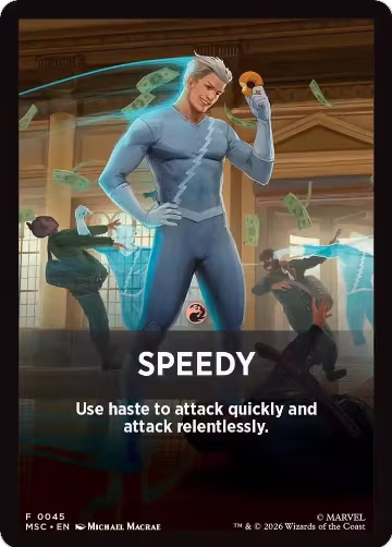 Speedy Theme Card (45), Commander: Marvel Super Heroes — Magic card price