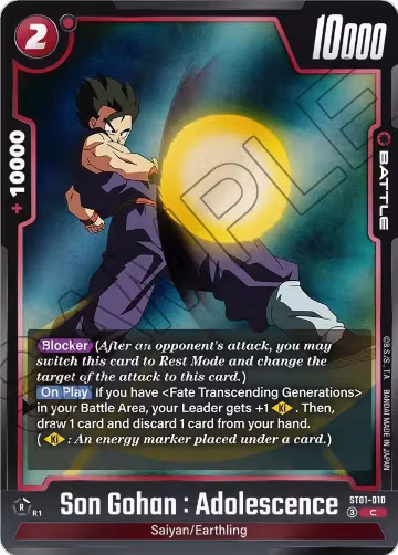 Son Gohan : Adolescence - ST01-010 (ST01-010), Story Booster 01 — DB Fusion card price