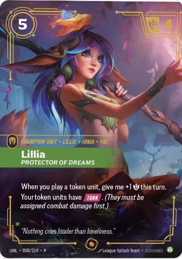 Lillia, Protector of Dreams (058/219), Riftbound Organized Play Promotional Cards — Riftbound card price