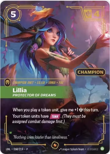 Lillia, Protector of Dreams (Champion) (058/219), Riftbound Organized Play Promotional Cards — Riftbound card price