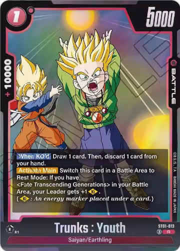 Trunks : Youth - ST01-013 (ST01-013), Story Booster 01 — DB Fusion card price