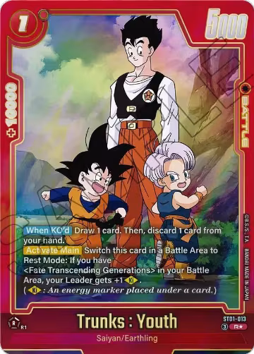 Trunks : Youth - ST01-013 (Alternate Art) (ST01-013), Story Booster 01 — DB Fusion card price