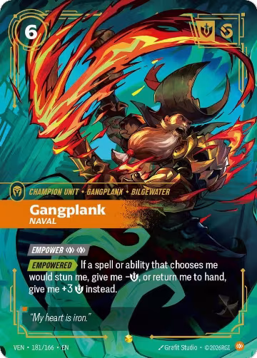 Gangplank, Naval (Overnumbered) (181/166), Vendetta — Riftbound card price