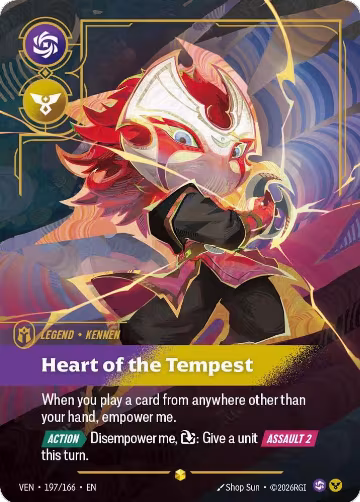 Kennen, Heart of the Tempest (Overnumbered) (197/166), Vendetta — Riftbound card price