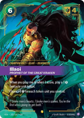 Illaoi, Prophet of the Great Kraken (Overnumbered) (182/166), Vendetta — Riftbound card price
