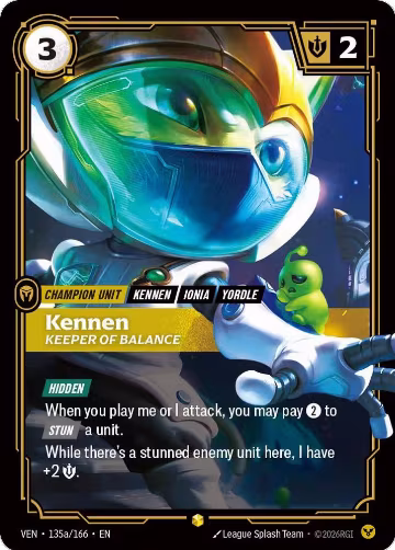 Kennen, Keeper of Balance (Alternate Art) (135a/166), Vendetta — Riftbound card price