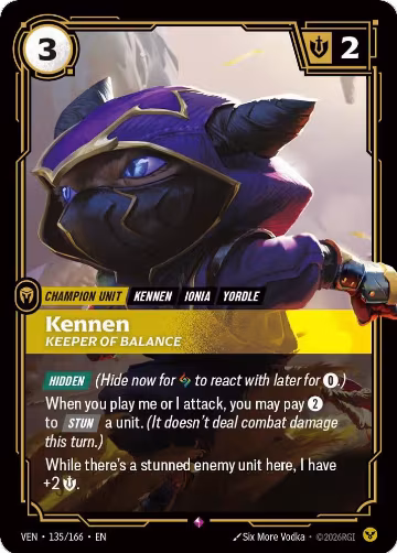 Kennen, Keeper of Balance (135/166), Vendetta — Riftbound card price
