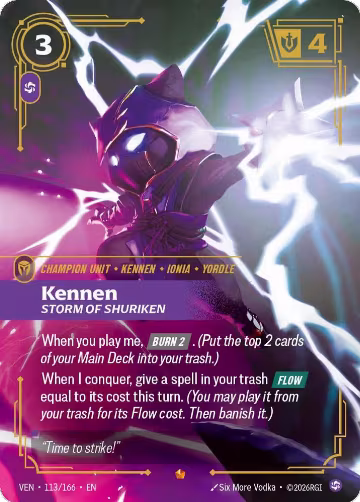 Kennen, Storm of Shuriken (113/166), Vendetta — Riftbound card price