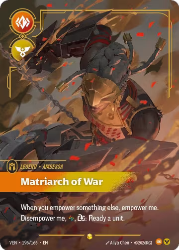 Ambessa, Matriarch of War (Overnumbered) (196/166), Vendetta — Riftbound card price