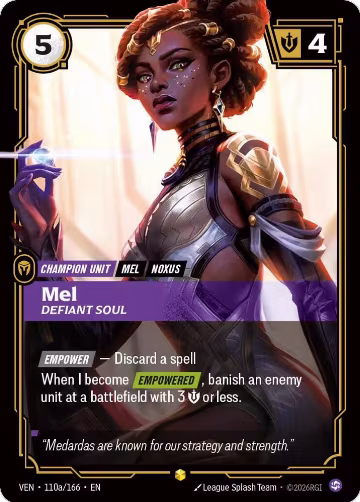 Mel, Defiant Soul (Alternate Art) (110a/166), Vendetta — Riftbound card price