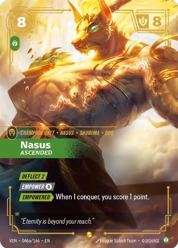 Nasus, Ascended (Alternate Art) (046a/166), Vendetta — Riftbound card price