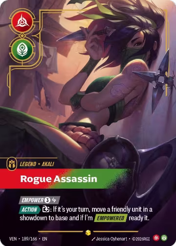 Akali, Rogue Assassin (Overnumbered) (189/166), Vendetta — Riftbound card price