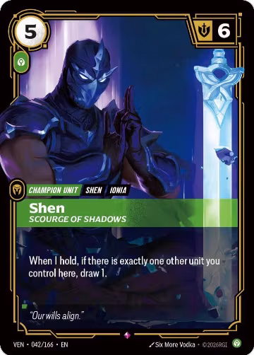 Shen, Scourge of Shadows (042/166), Vendetta — Riftbound card price