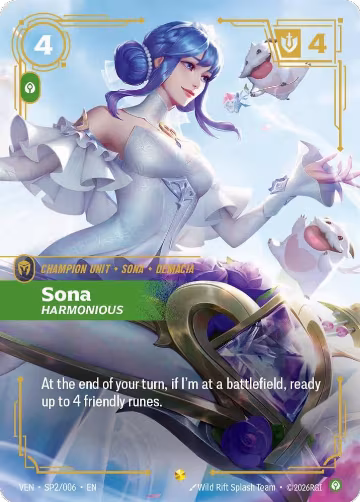 Sona, Harmonious (SP2/006), Vendetta — Riftbound card price