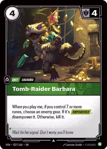 Tomb-Raider Barbara (037/166), Vendetta — Riftbound card price