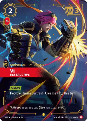 Vi, Destructive (Overnumbered) (167/166), Vendetta — Riftbound card price
