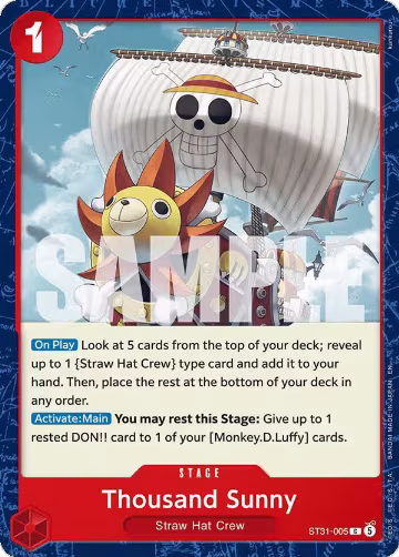 Thousand Sunny (ST31-005), ST-31: Starter Deck 31 RED Monkey.D.Luffy — One Piece card price