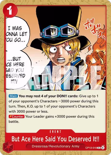 But Ace Here Said You Deserved It!! (OP13-019), ST-35: Starter Deck 35 RED/BLACK Sabo — One Piece card price