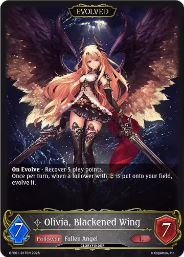 Olivia, Blackened Wing (Evolved) (GFE01-017EN), Gloryfinder Events — Shadowverse card price