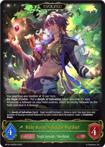 Rolo Rone, Verdant Purifier (Evolved) (BP18-002EN), Neometropolis — Shadowverse card price