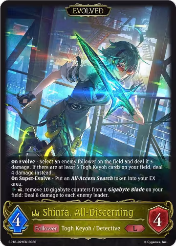 Shinra, All-Discerning (Evolved) (BP18-021EN), Neometropolis — Shadowverse card price