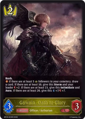 Gawain, Oath to Glory (BP18-023EN), Neometropolis — Shadowverse card price