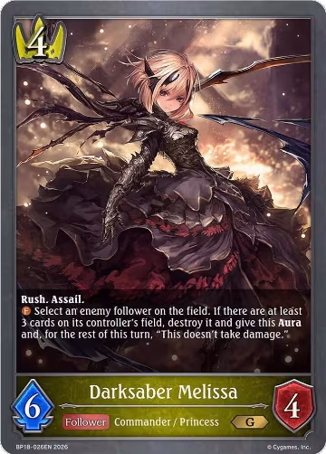 Darksaber Melissa (BP18-026EN), Neometropolis — Shadowverse card price