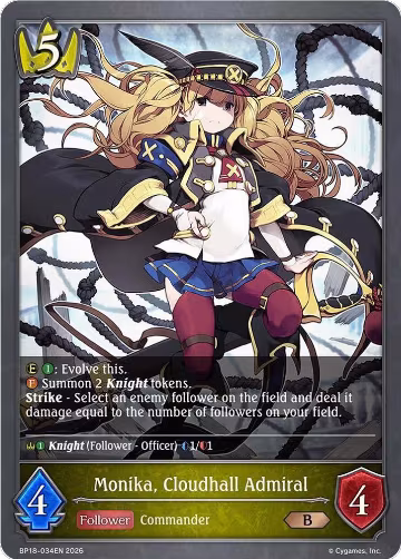 Monika, Cloudhall Admiral (BP18-034EN), Neometropolis — Shadowverse card price