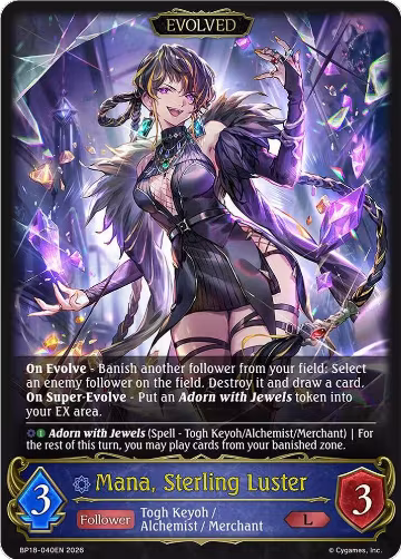 Mana, Sterling Luster (Evolved) (BP18-040EN), Neometropolis — Shadowverse card price