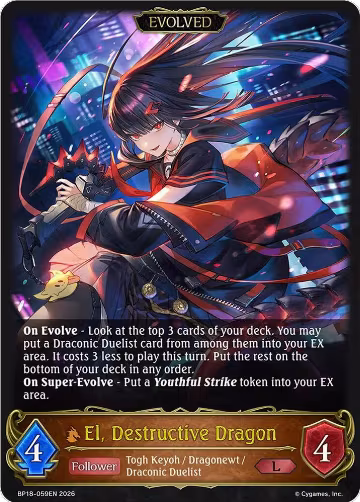 El, Destructive Dragon (Evolved) (BP18-059EN), Neometropolis — Shadowverse card price