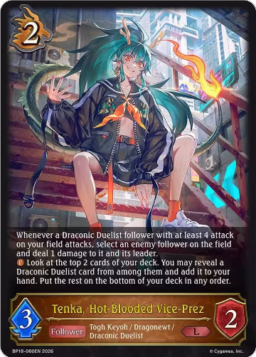 Tenka, Hot-Blooded Vice-Prez (BP18-060EN), Neometropolis — Shadowverse card price