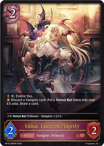 Vania, Crimson Majesty (BP18-080EN), Neometropolis — Shadowverse card price