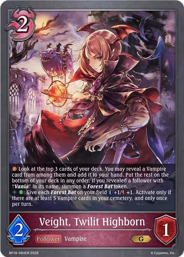 Veight, Twilit Highborn (BP18-084EN), Neometropolis — Shadowverse card price
