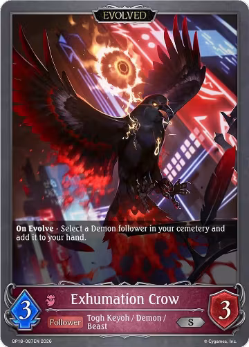 Exhumation Crow (Evolved) (BP18-087EN), Neometropolis — Shadowverse card price