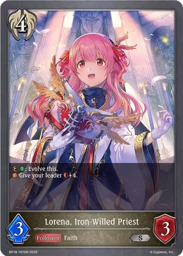 Lorena, Iron-Willed Priest (BP18-107EN), Neometropolis — Shadowverse card price