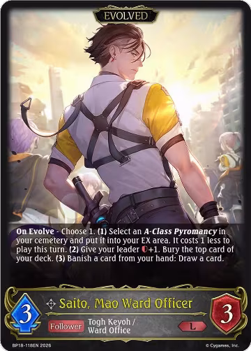 Saito, Mao Ward Officer (Evolved) (BP18-118EN), Neometropolis — Shadowverse card price